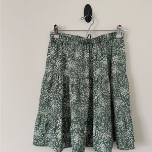 Miami Green and White Floral A-Line Skirt